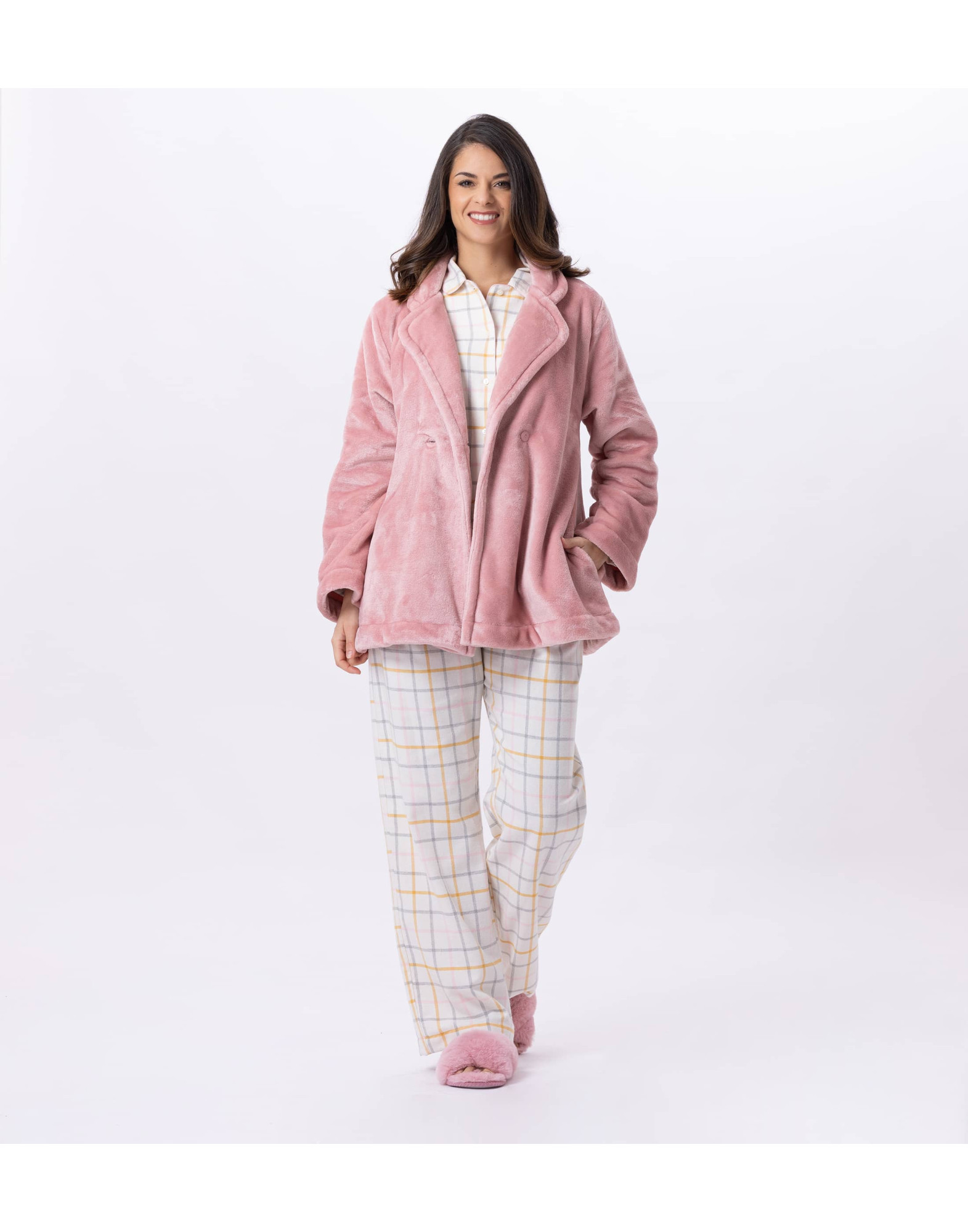 Plush flannel jacket ESSENTIEL H77A blush| Lingerie le Chat