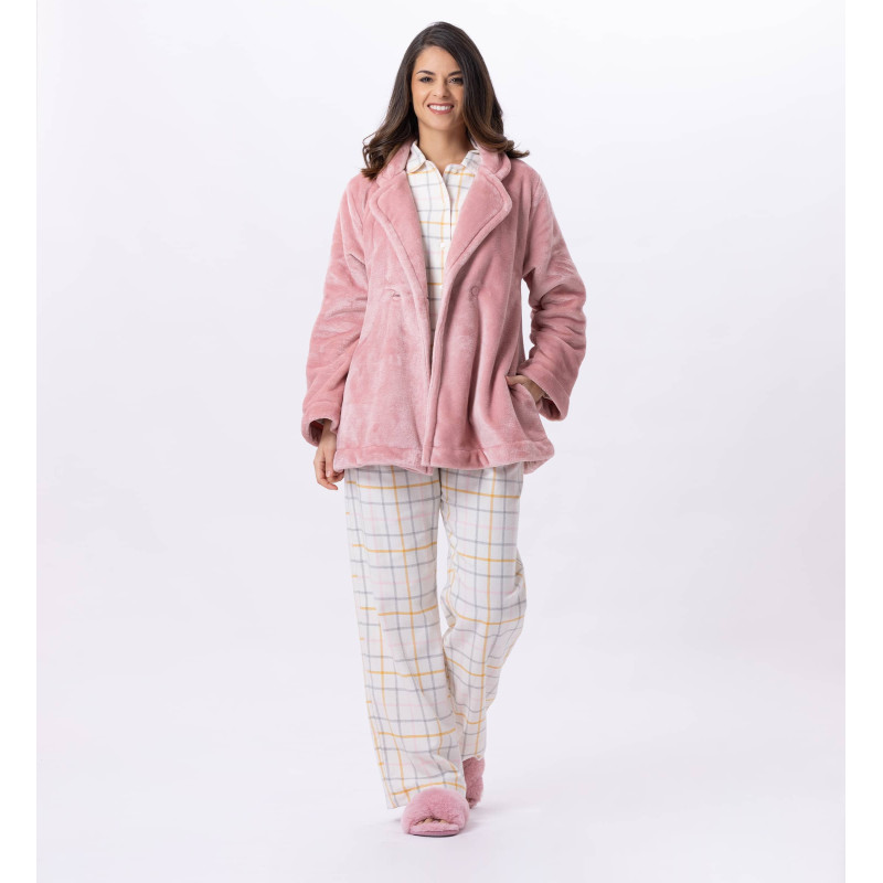 Plush flannel jacket ESSENTIEL H77A blush| Lingerie le Chat