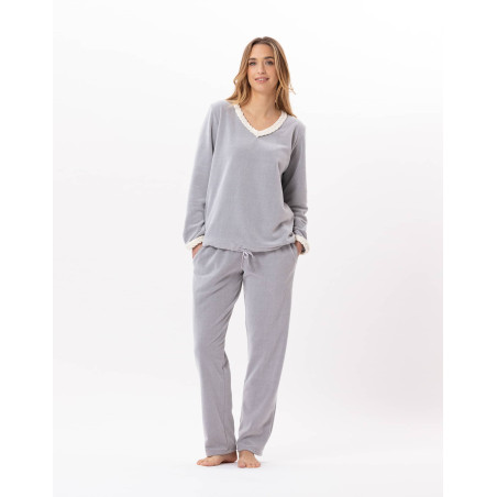 Pyjama en micropolaire DOUCE 802 Gris Chine | Lingerie le Chat