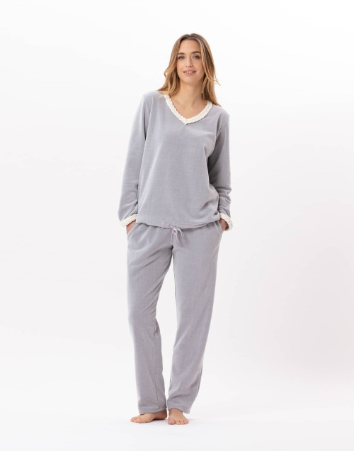 Pyjama en micropolaire DOUCE 802 Gris Chine | Lingerie le Chat