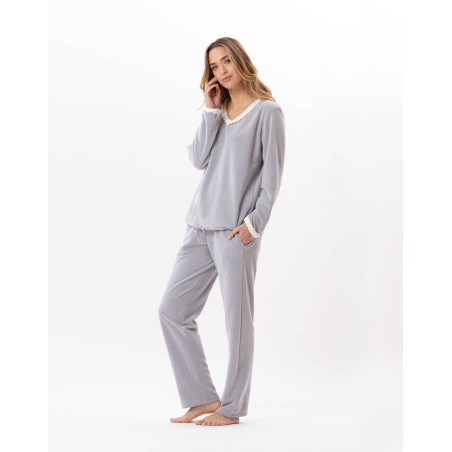 Pyjama en micropolaire DOUCE 802 Gris Chine | Lingerie le Chat