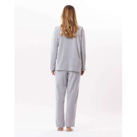 Micropolar button-down pyjamas DOUCE 806 Grey  | Lingerie le Chat