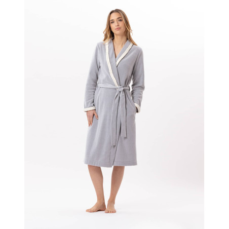 Micropolar bathrobe DOUCE 860 Grey | Lingerie le Chat