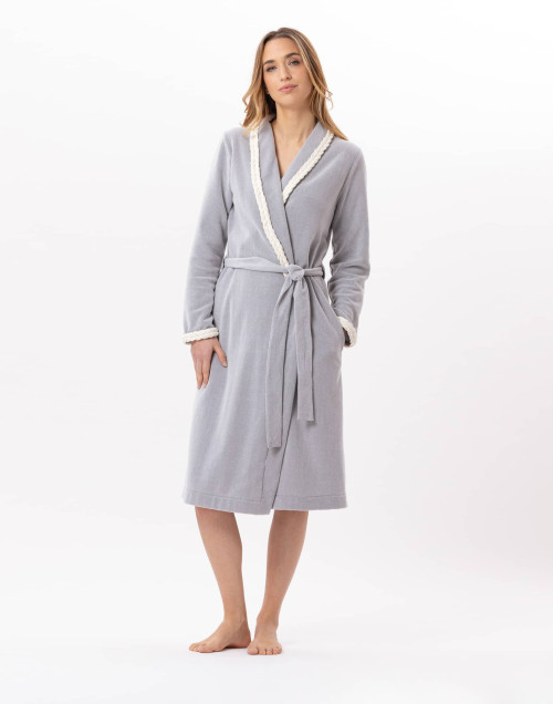 Micropolar bathrobe DOUCE 860 Grey | Lingerie le Chat