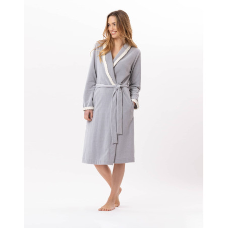 Micropolar bathrobe DOUCE 860 Grey | Lingerie le Chat