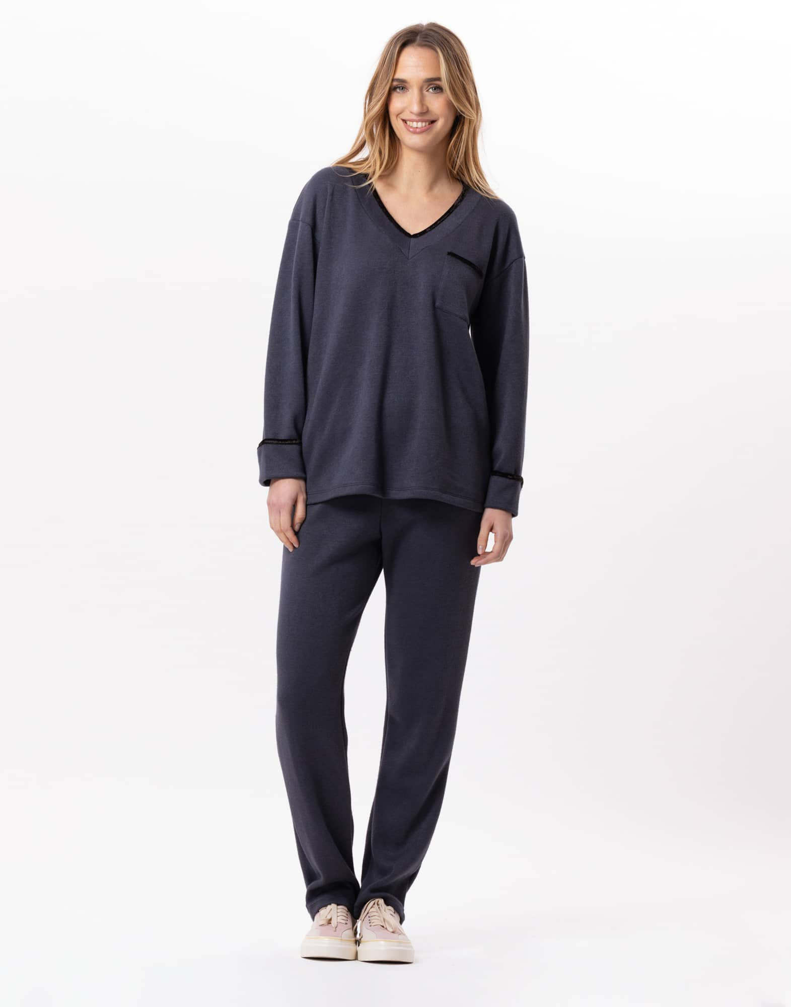 Knitted jogging suit ALPAGA 802 Navy Blue | Lingerie le Chat