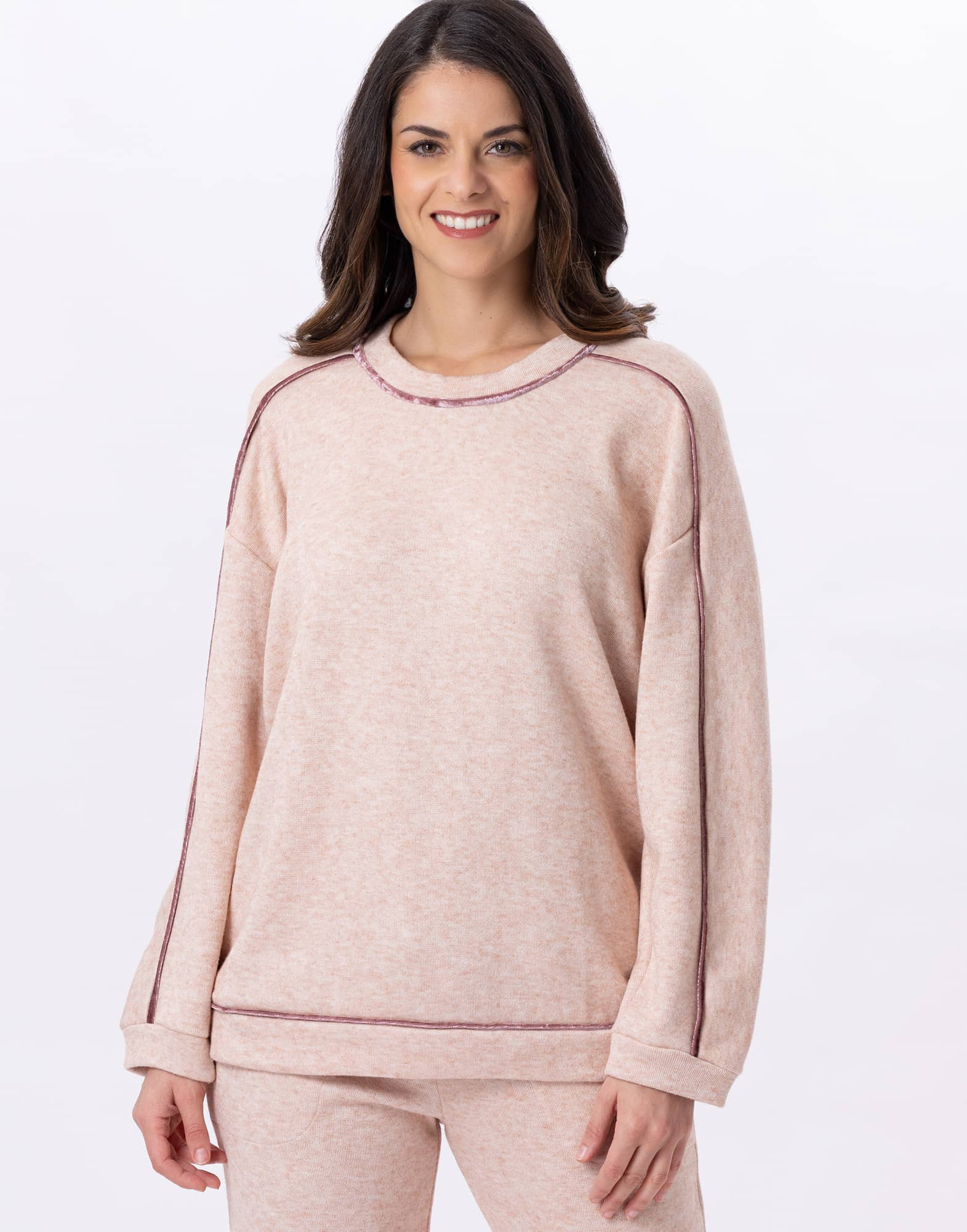 Knitted sweatshirt ALPAGA 830 Beige Pink | Lingerie le Chat