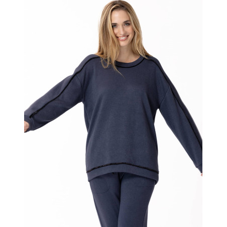 Knitted sweatshirt ALPAGA 830 Navy Blue | Lingerie le Chat