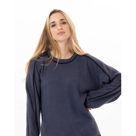 Knitted sweatshirt ALPAGA 830 Navy Blue | Lingerie le Chat