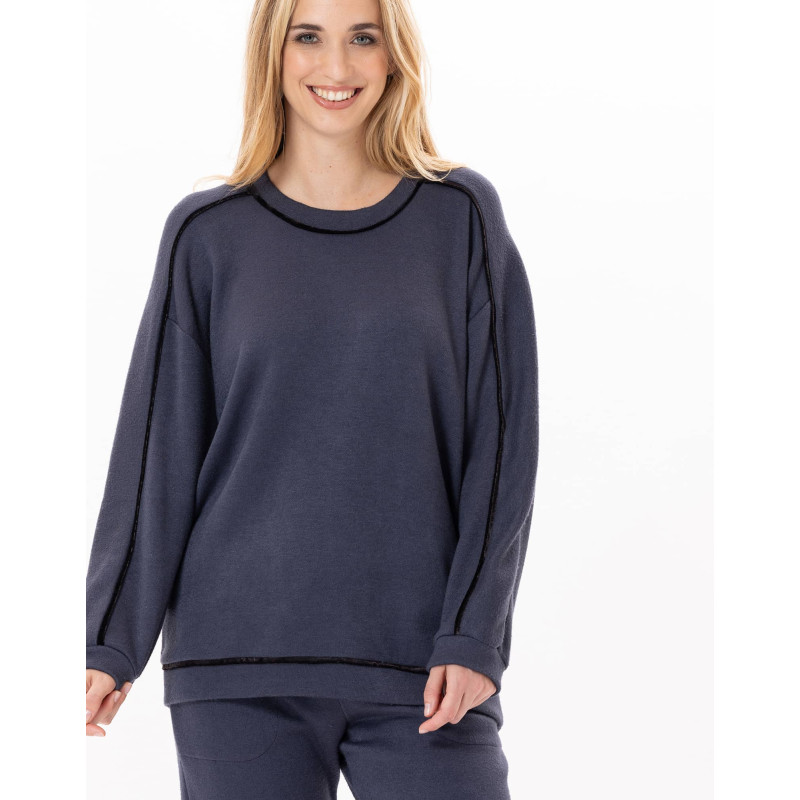 Sweat en maille tricot ALPAGA 830 Marine | Lingerie le Chat