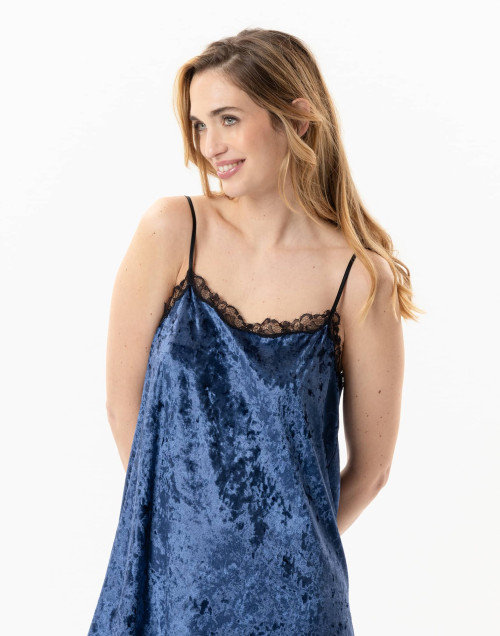 Panne velvet nightie PLATINE 803 Blue