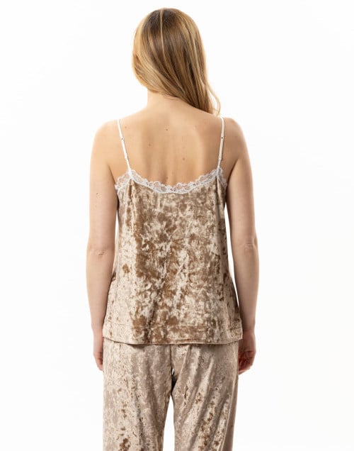 Panne velvet camisole PLATINE 831 Gold