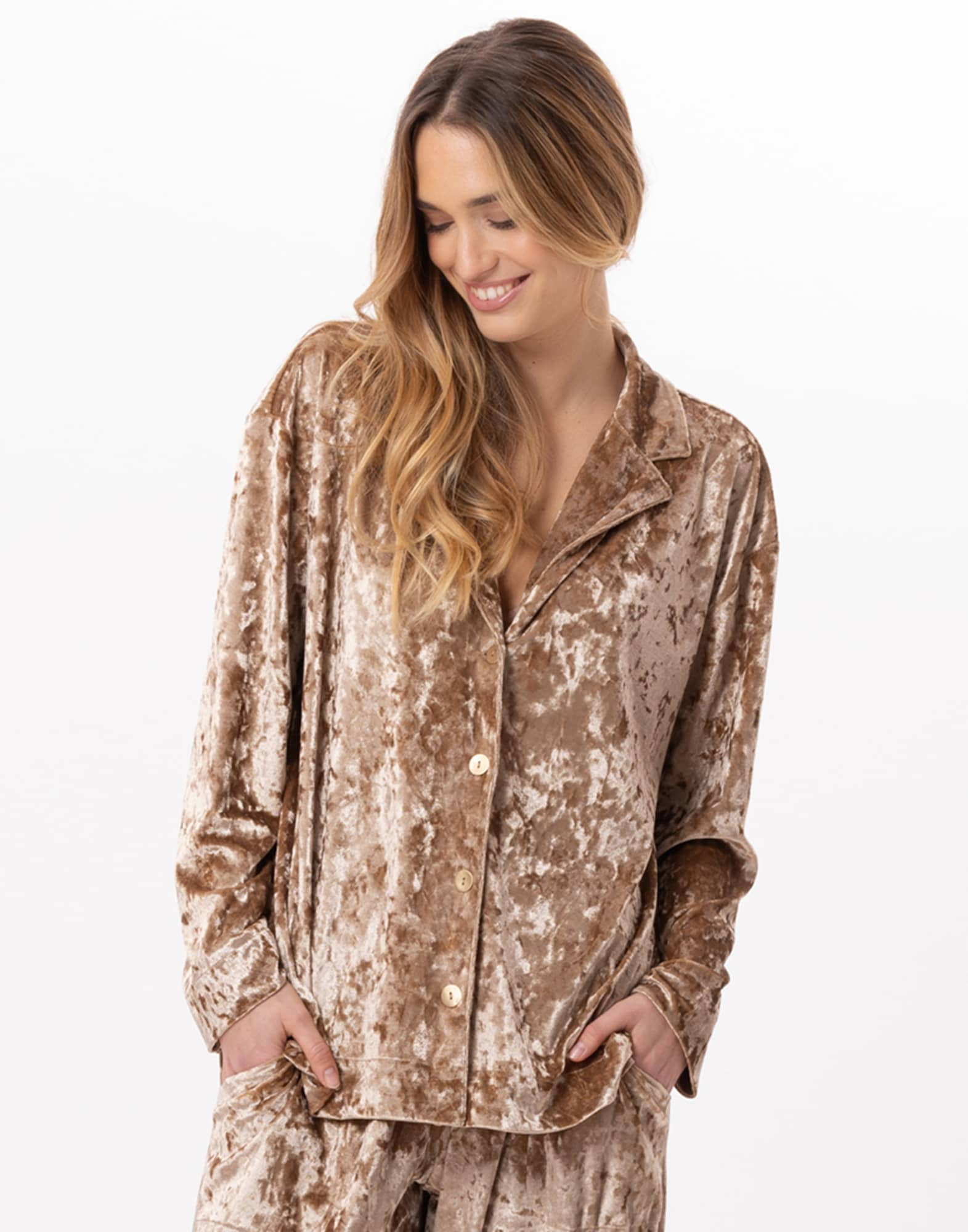 Panne velvet jacket PLATINE 870 Gold