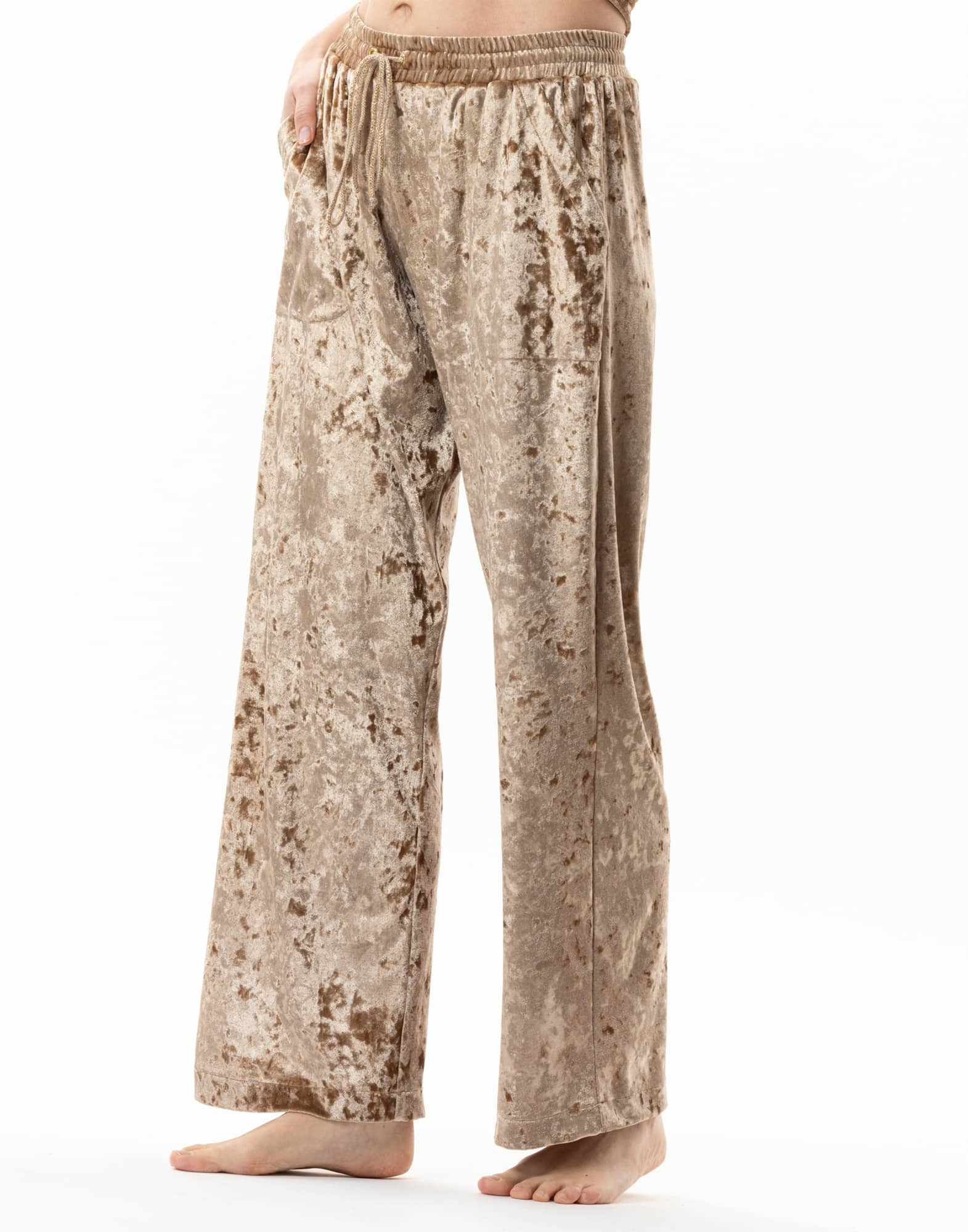 Panne velvet trousers PLATINE 880 Gold