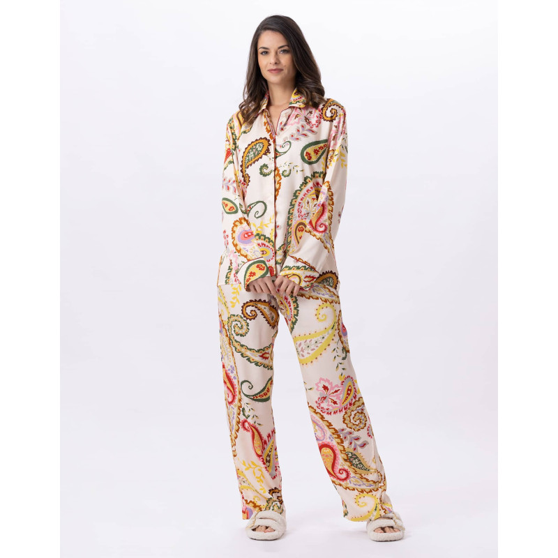 Viscose button-down pyjamas ALLEGRA 806 Multico  | Lingerie le Chat