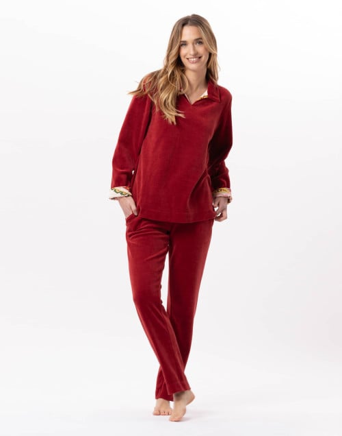 Velvet jogging suit ALLEGRA 822 Tomette | Lingerie le Chat