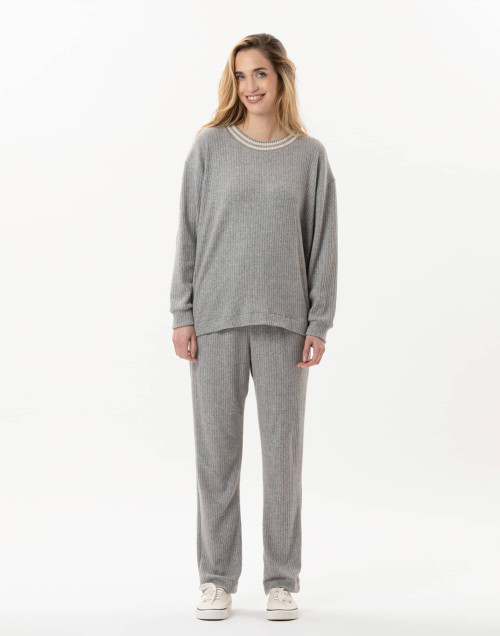 Jogging en maille tricot ESMEE 802 Gris Chine