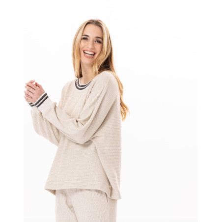 Knitted sweatshirt ESMEE 830 Beige | Lingerie le Chat