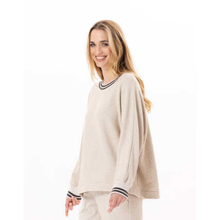 Knitted sweatshirt ESMEE 830 Beige | Lingerie le Chat