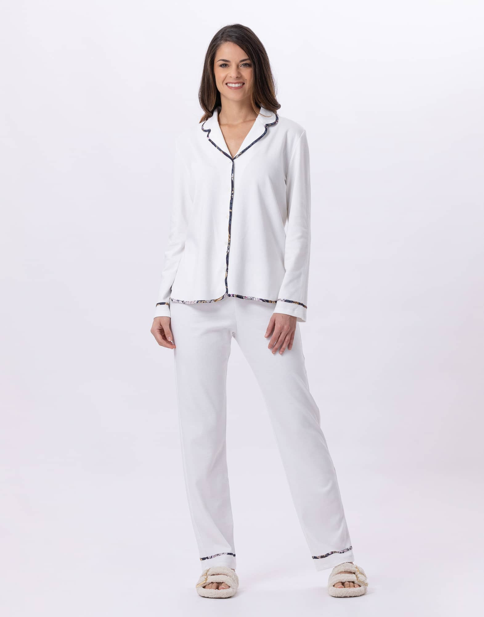 Cotton button-down pyjamas GLORIA 806 Ecru | Lingerie le Chat