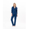 Cotton button-down pyjamas GLORIA 806 Prussian Blue