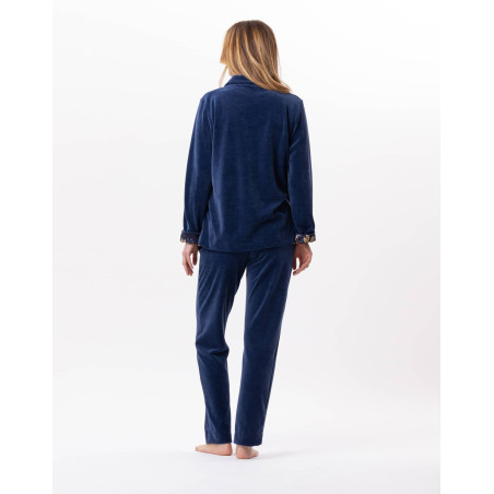 GLORIA 822 Prussian Blue velvet jogging suit | Lingerie le Chat