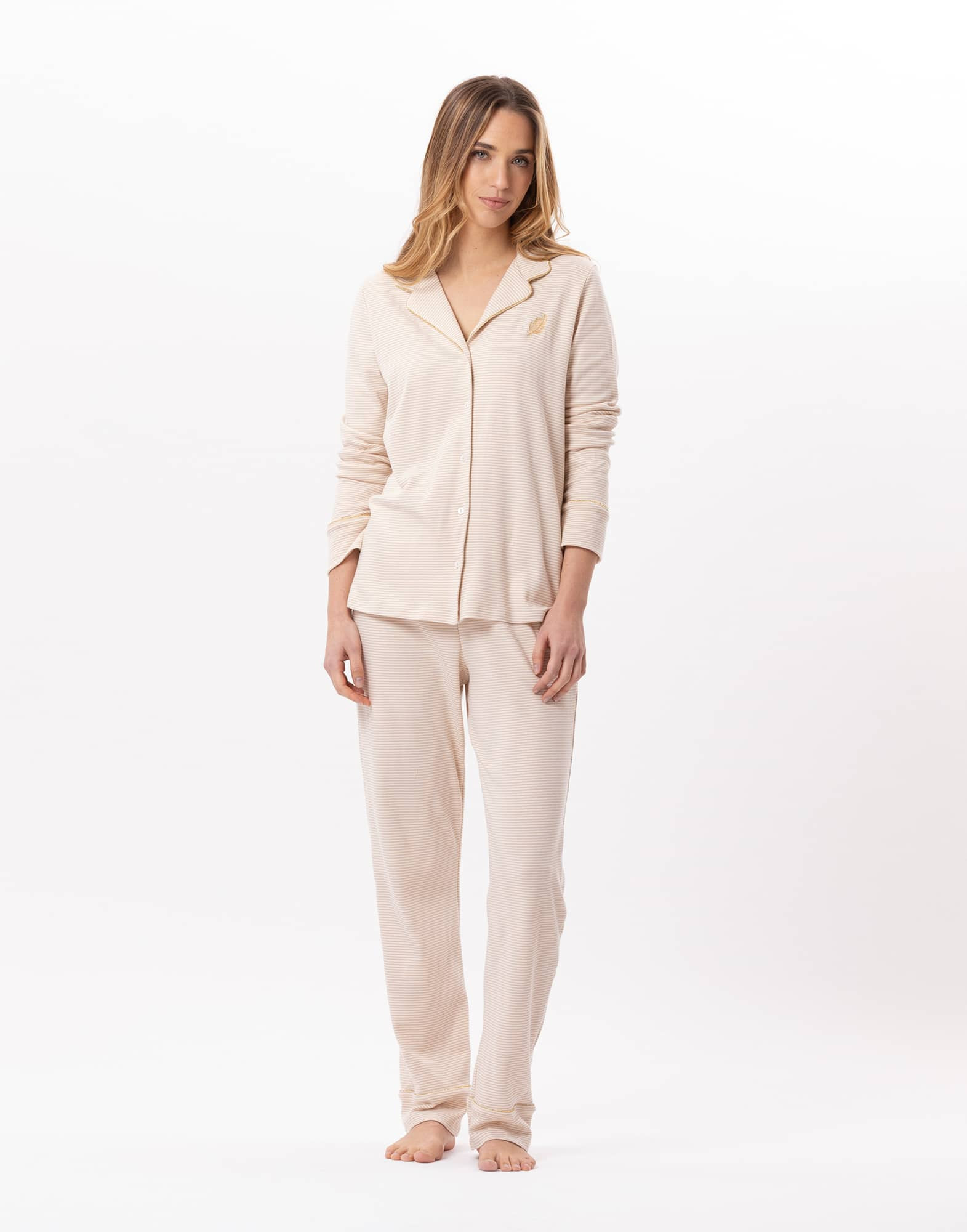 Cotton button-down pyjamas GARANCE 806 Gold | Lingerie le Chat