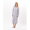 Chemise de nuit longue en coton  GARANCE 811 Gris Chine/Blanc