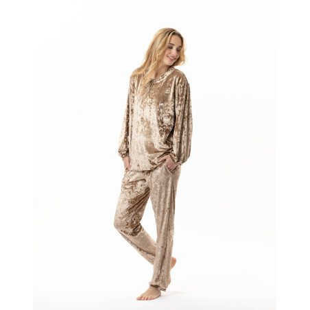 Panne velvet jogging suit PLATINE 802 Gold | Lingerie le Chat