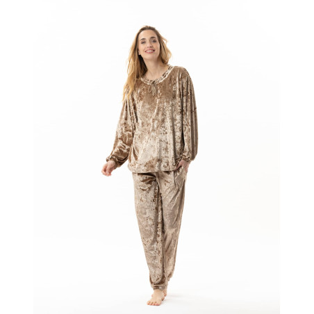 Panne velvet jogging suit PLATINE 802 Gold | Lingerie le Chat