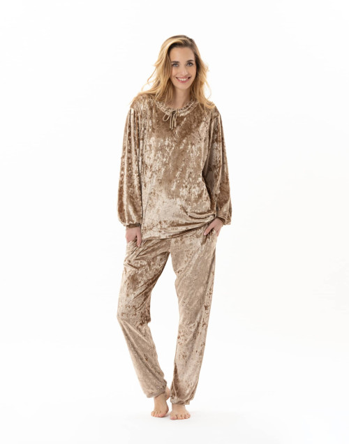 Panne velvet jogging suit PLATINE 802 Gold | Lingerie le Chat