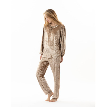 Panne velvet jogging suit PLATINE 802 Gold | Lingerie le Chat