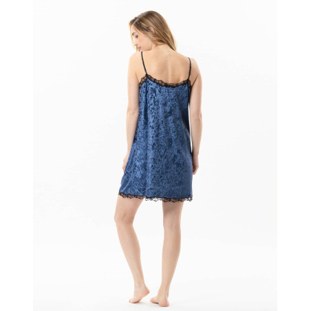 Panne velvet nightie PLATINE 803 Blue | Lingerie le Chat