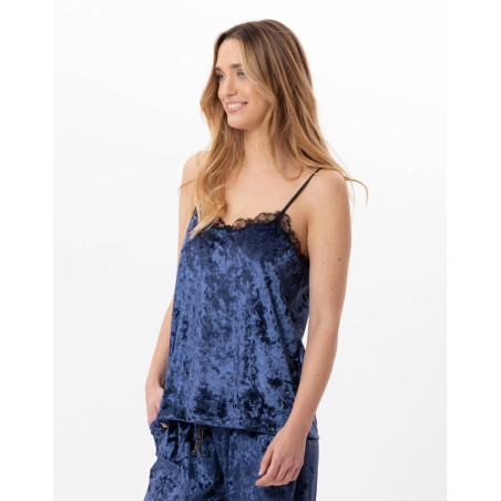 Panne velvet camisole PLATINE 831 Blue | Lingerie le Chat