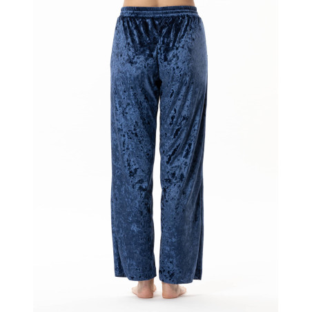 Pantalon en panne de velours PLATINE 880 Bleu | Lingerie le Chat