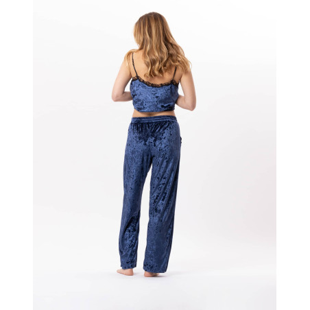 Pantalon en panne de velours PLATINE 880 Bleu | Lingerie le Chat