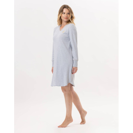 Cotton nightdress GARANCE 801 Grey / White | Lingerie le Chat