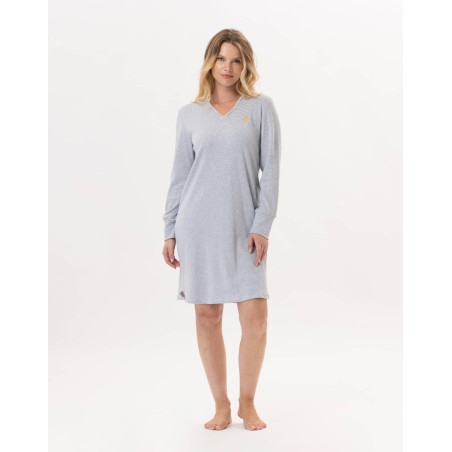 Cotton nightdress GARANCE 801 Grey / White | Lingerie le Chat