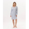 Chemise de nuit en coton  GARANCE 801  Gris Chine/Blanc