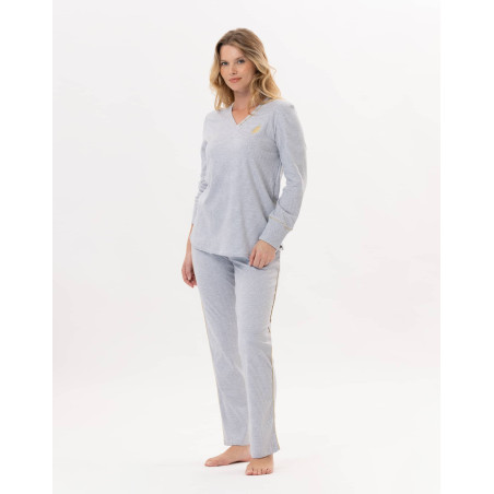 Cotton pyjamas GARANCE 802 Grey / White | Lingerie le Chat