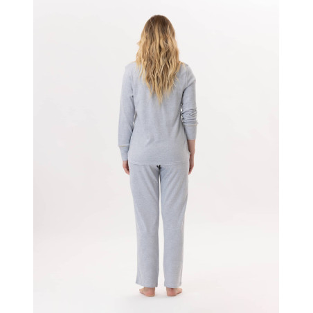 Cotton pyjamas GARANCE 802 Grey / White | Lingerie le Chat