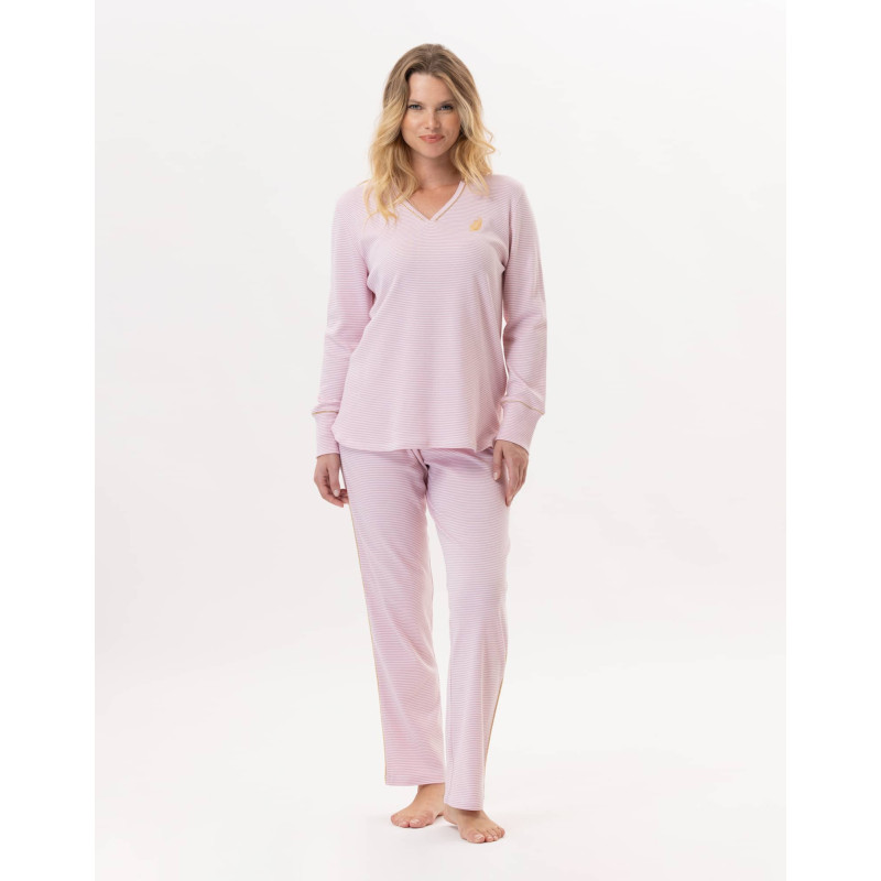 Cotton pyjamas GARANCE 802 Pink / White | Lingerie le Chat