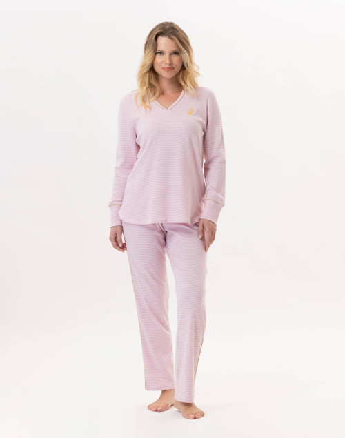 Cotton pyjamas GARANCE 802 Pink / White | Lingerie le Chat