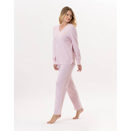 Pyjama en coton GARANCE 802 Rose/Blanc | Lingerie le Chat