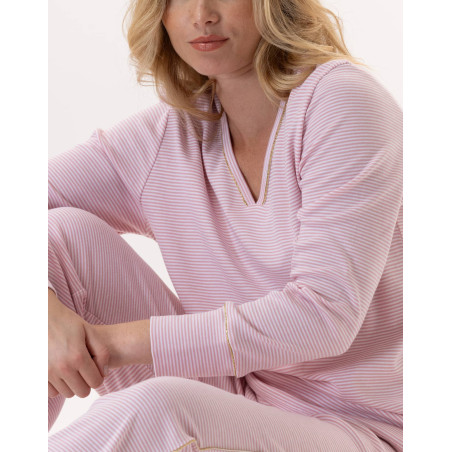 Cotton pyjamas GARANCE 802 Pink / White | Lingerie le Chat