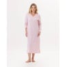 Chemise de nuit longue en coton  GARANCE 811 Rose/Blanc