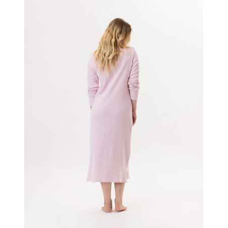 Long cotton nightdress GARANCE 811 Pink / White | Lingerie le Chat