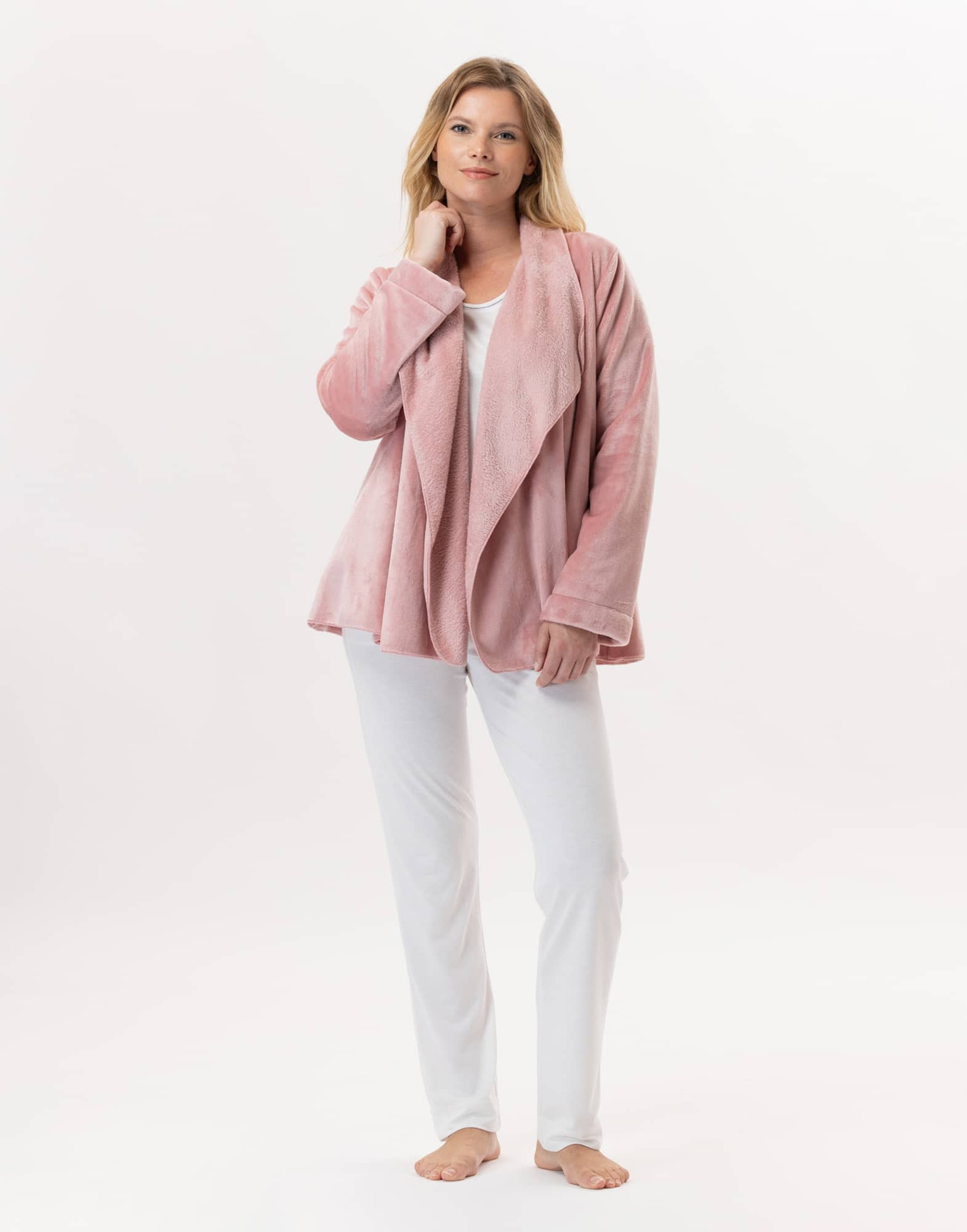 Plush flannel jacket ESSENTIEL 873 Blush | Lingerie le Chat