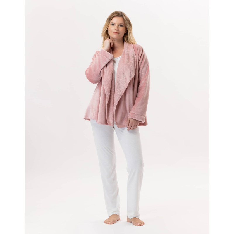 Plush flannel jacket ESSENTIEL 873 Blush | Lingerie le Chat