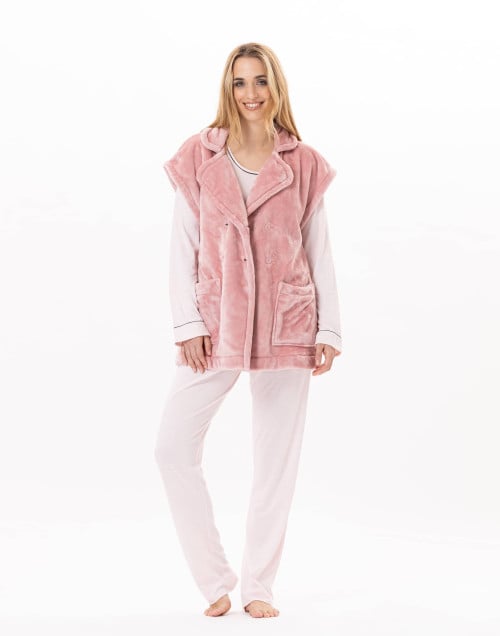 Veste en peluche flanelle ESSENTIEL 876 Blush | Lingerie le Chat